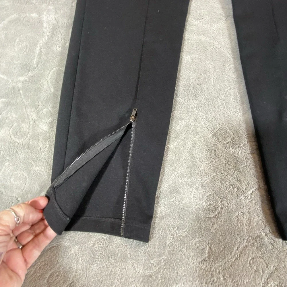 Eileen Fisher‎ Black Stretch Slim Pants Small Petite Zip Hem Rayon Blend Pull-On